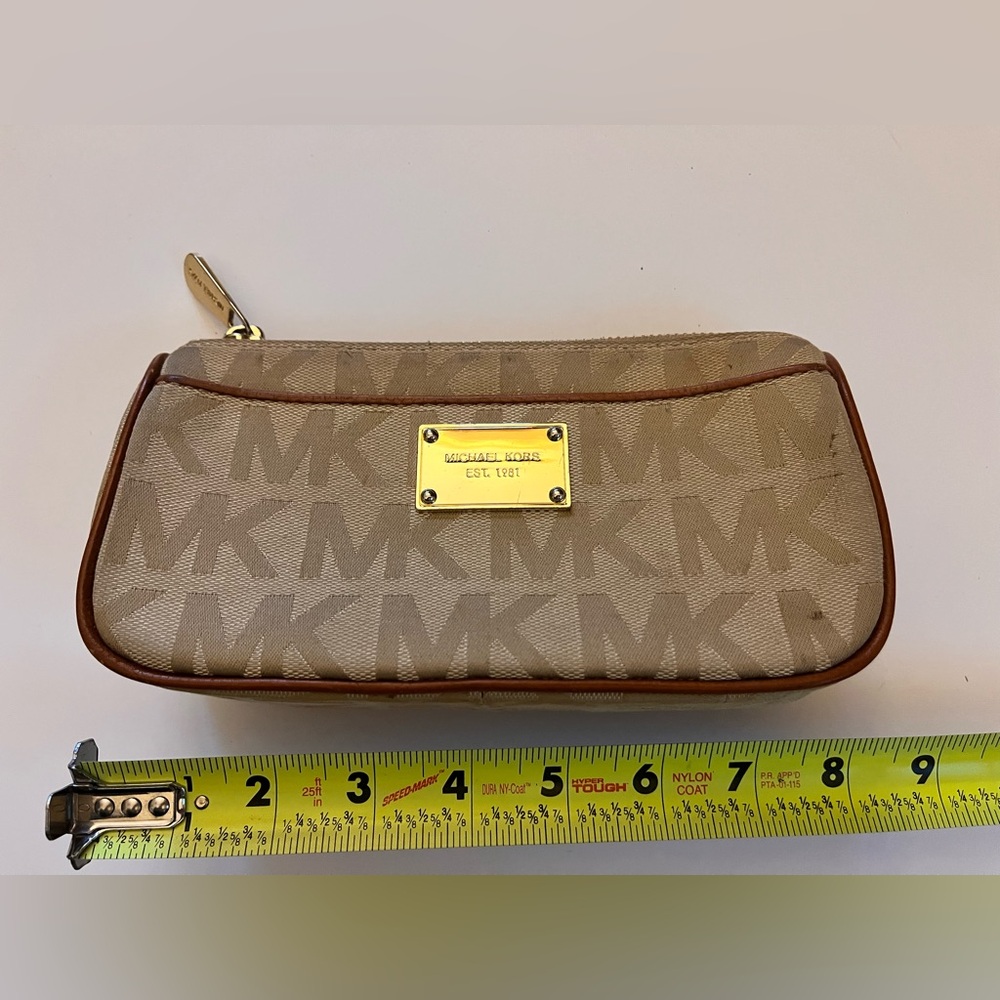 Michael Kors Beige MK Logo Cosmetic Bag - Picture 3 of 6